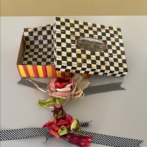 MacKenzie-Childs Checkered Gift Box with Floral Accents